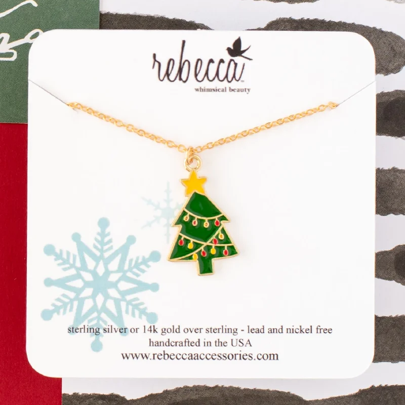 elegant chain necklaces for women -Christmas Tree Enamel Charm Necklace Children's