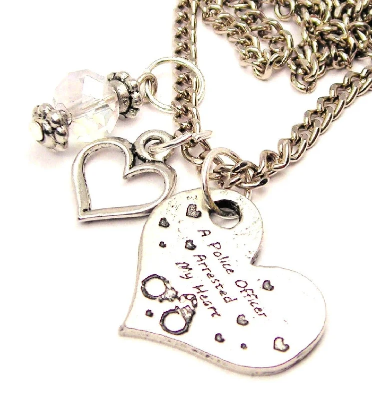 personalized gold necklaces -A Police Officer Arrested My Heart And Crystal Necklace