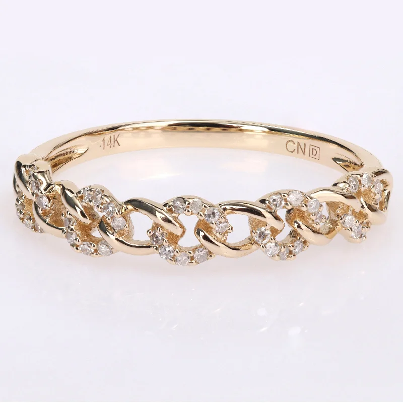 wedding sets with rings -Miadora 1/8ct TDW Diamond Stackable Link Ring in 14k Yellow Gold