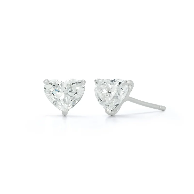 big hoop earrings for women -Heart Diamond Solitaire Stud Earrings