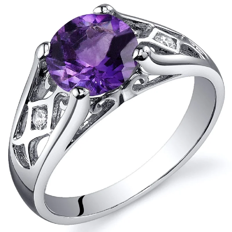 sapphire engagement rings -Sterling Silver 1.25 ct Amethyst Solitaire Ring