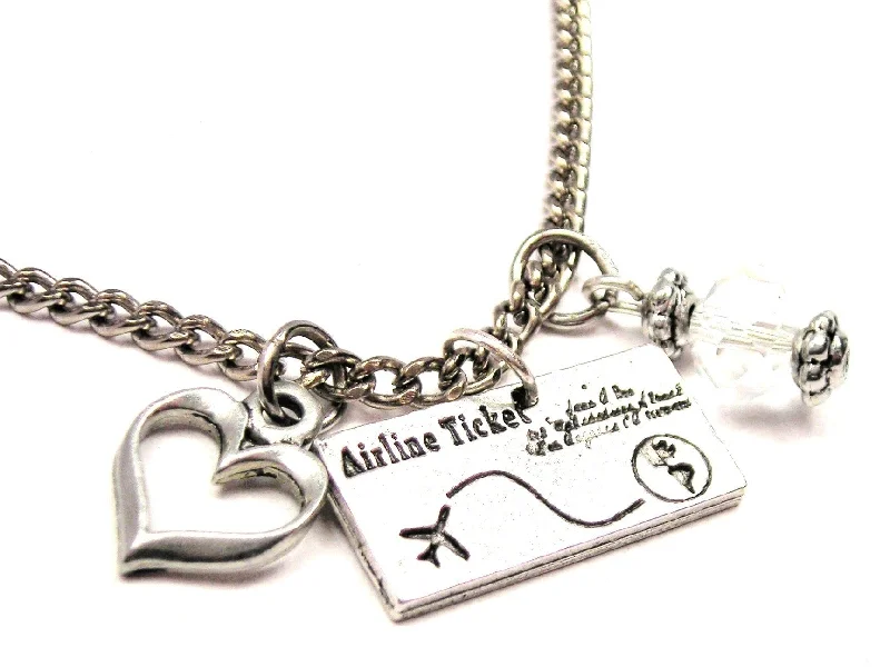 handmade pendant necklaces -Airline Ticket Necklace with Small Heart