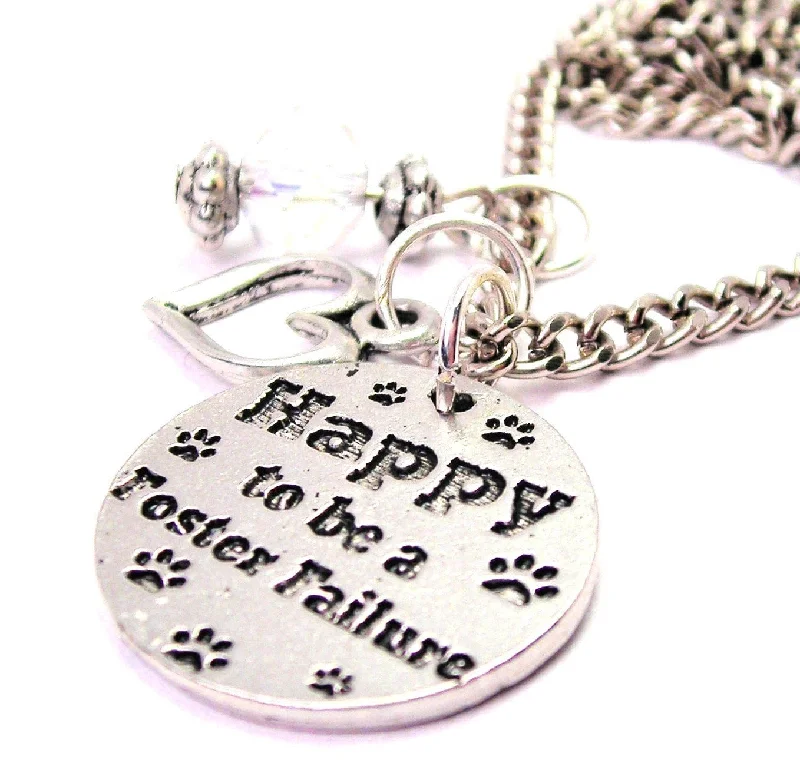 heart necklaces for women -Happy To Be A Foster Failure Necklace with Small Heart