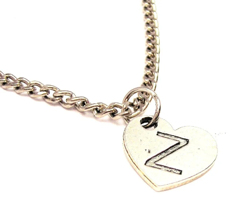 diamond pendant necklaces for women -Heart Shaped Initial Z Single Charm Necklace