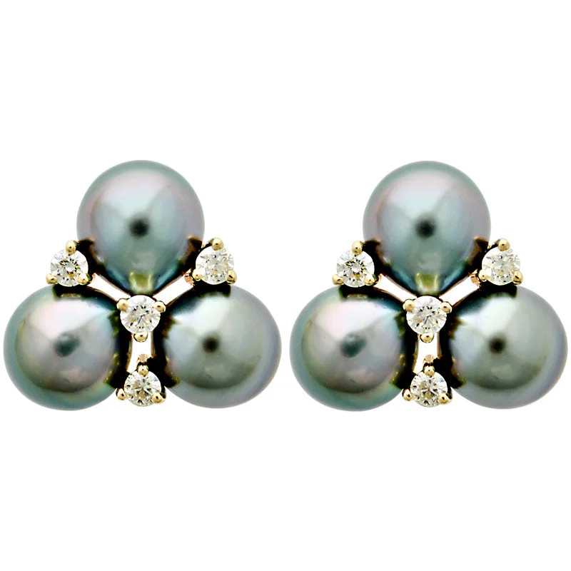 fancy earrings for women -Earrings-South Sea Pearl and Diamond