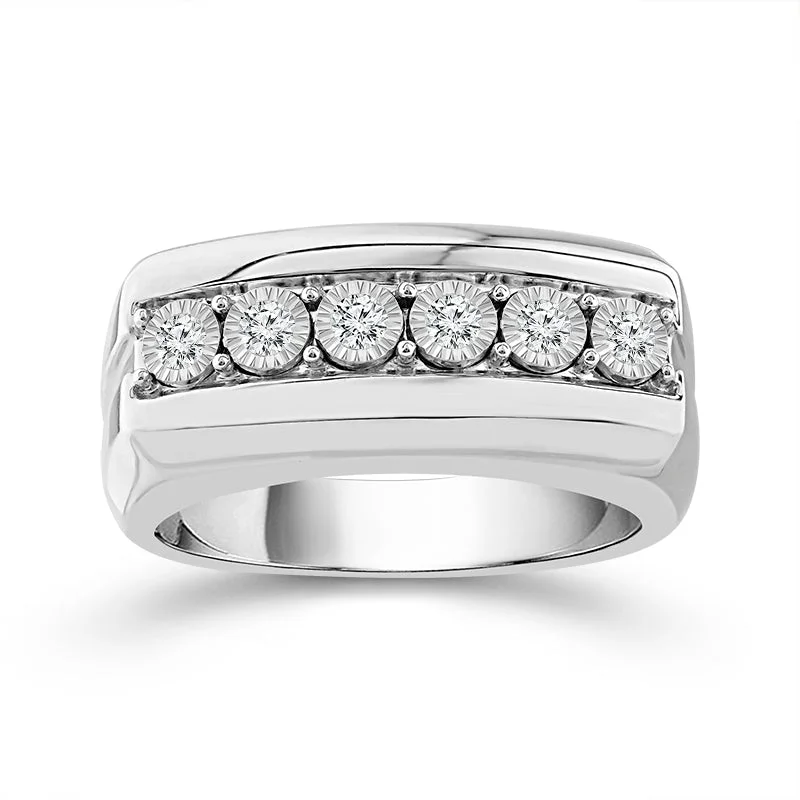 promise rings for women -10 Karat White Gold 1/4 Carat Mens Diamond Wedding Band