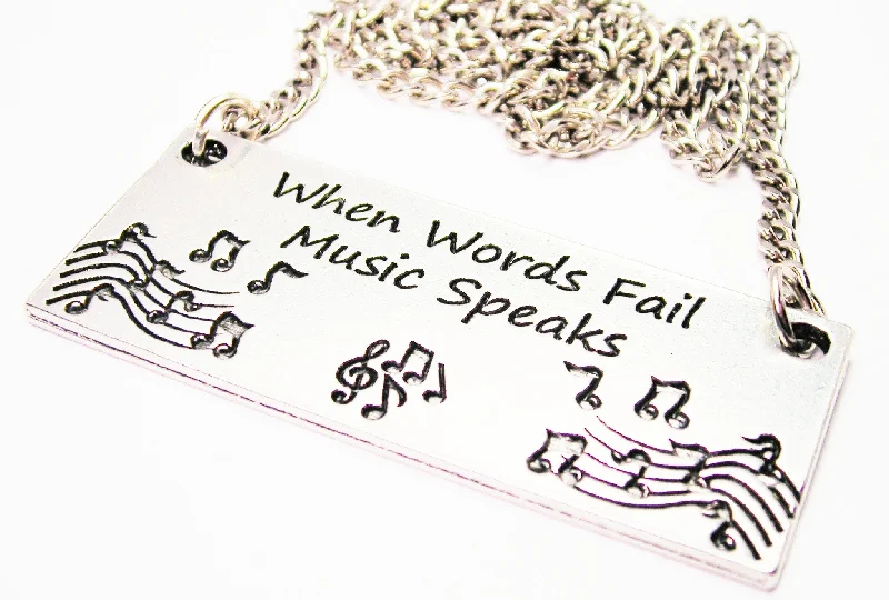 delicate necklaces for women -When Words Fail Music Speaks Statement Platform Necklace