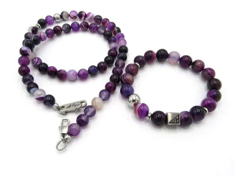 colorful necklaces for women -Purple Orbit Necklace and Bracelet Set