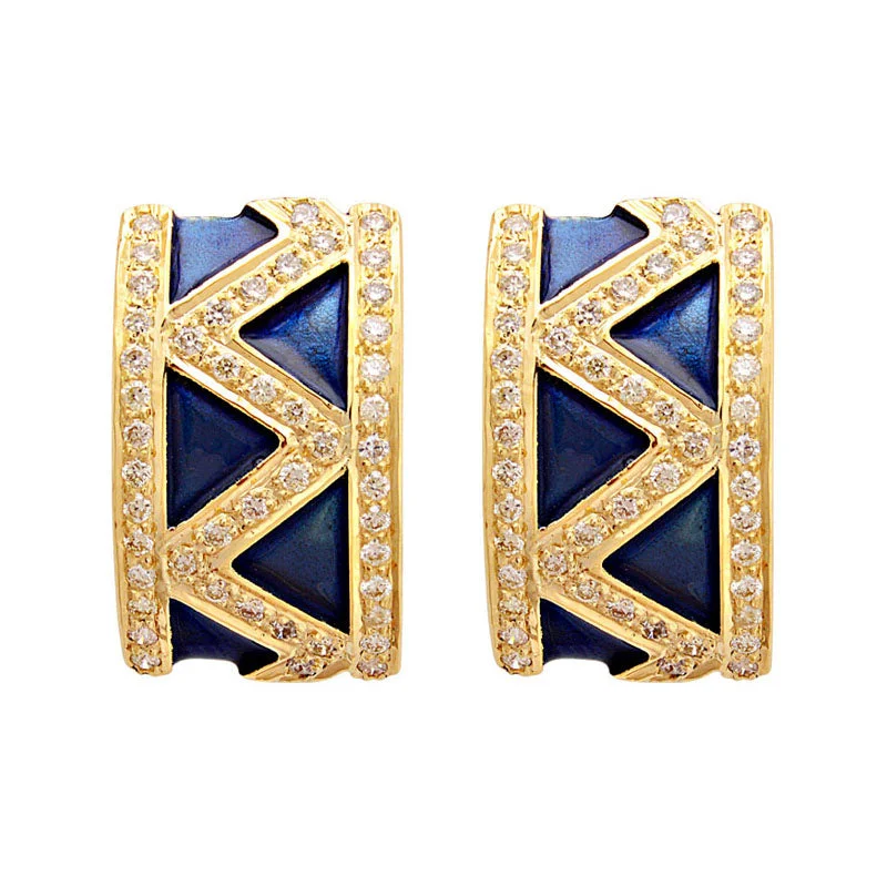 chic gold earrings for women -Earrings-Diamond (Enamel)