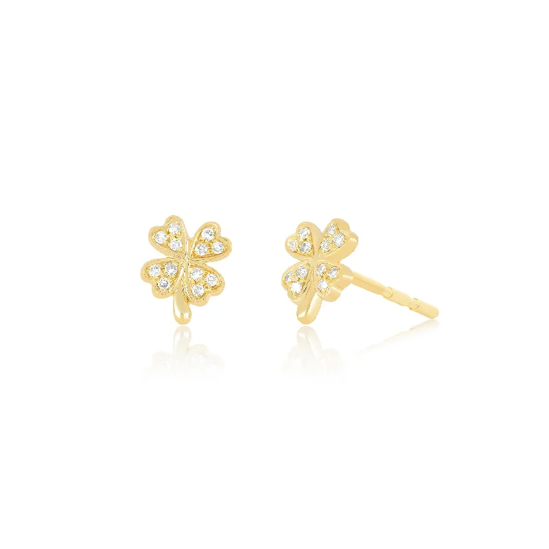 thick hoop earrings -Diamond Mini Clover Stud Earring