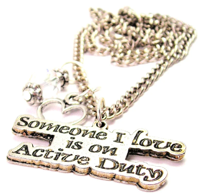 boho necklaces for women -Someone I Love Is On Active Duty Necklace with Small Heart