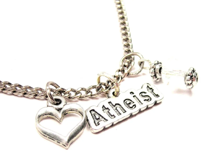 delicate pearl necklaces for women -Atheist Necklace with Small Heart