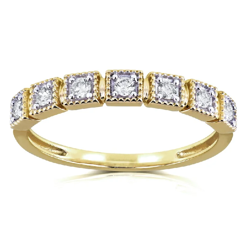 vintage wedding rings for women -Annello by Kobelli 10k Yellow Gold 1/6ct TDW Diamond Wedding Ring (H-I, I2)