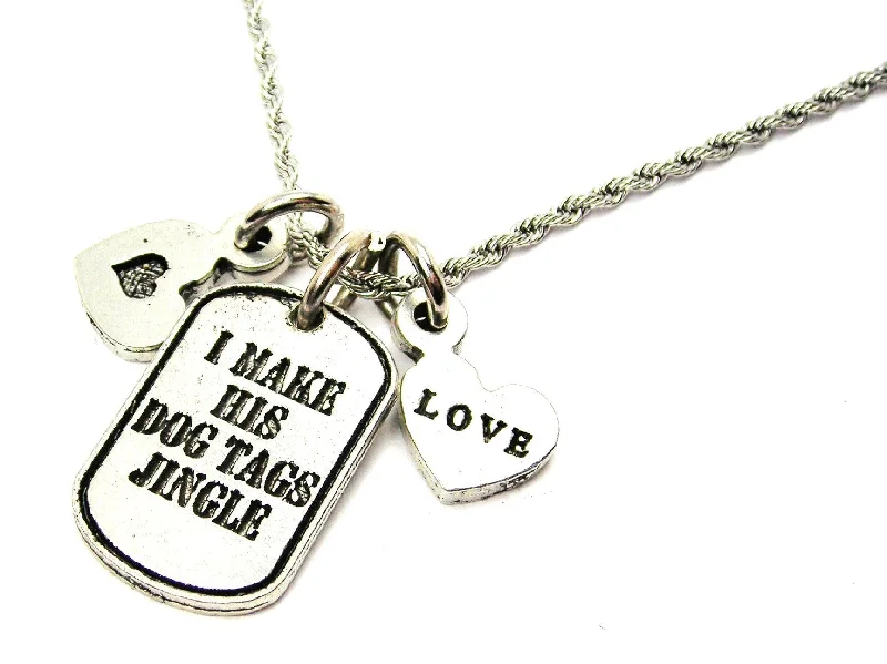 fashion choker necklaces -I Make His Dog Tags Jingle Stainless Steel Rope Chain Necklace