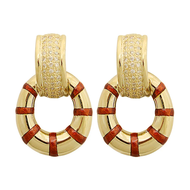 luxury hoop earrings for women -Earrings-Diamond (Enamel)